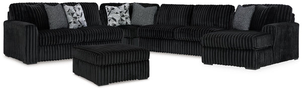 Midnight-Madness 4-Piece Sectional and Oversized Accent Ottoman