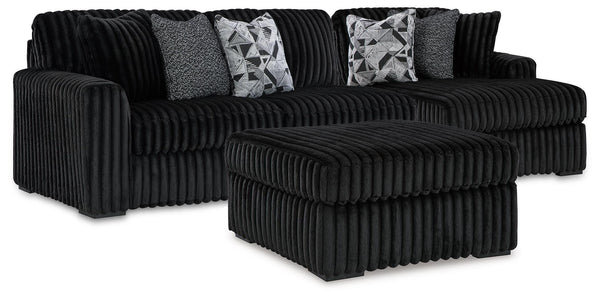 Midnight-Madness 2-Piece Sectional and Oversized Accent Ottoman