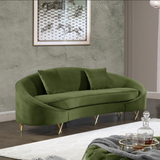 Serpentine Green Velvet Sofa
