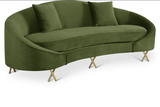 Serpentine Green Velvet Sofa