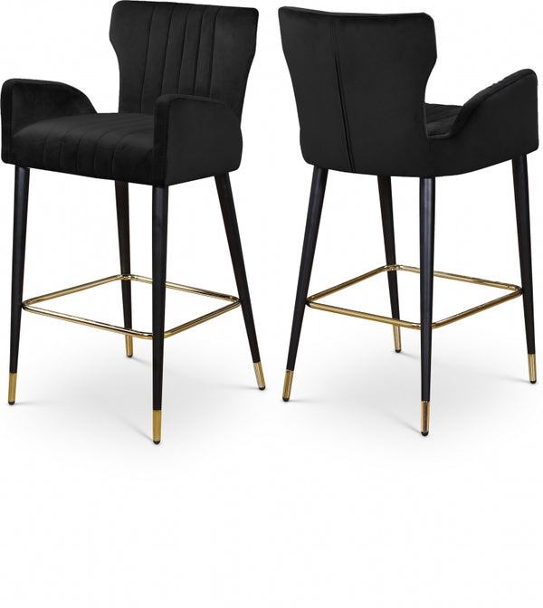 Luxe Velvet Upholstered Counter Stool — 792-C - Black - 792Black-C Double Chair