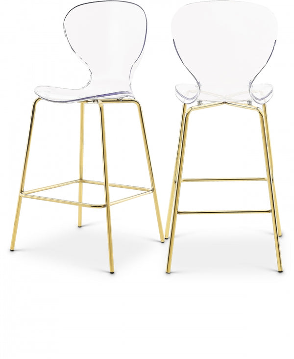 Clarion Lucite Seat And Metal Base Counter Stool — 767-C - Gold - 767-C Double Chair