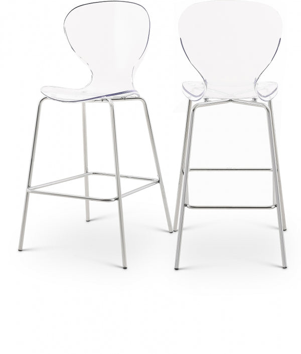 Clarion Lucite Seat And Metal Base Counter Stool — 768-C - Silver - 768-C Double Chair