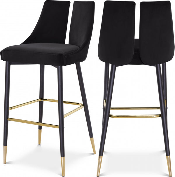 Sleek Velvet Upholstered Bar Stool — 960-C - Black - 960Black-C Double Chair
