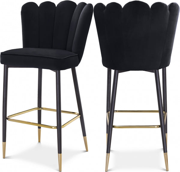 Lily Velvet Upholstered Bar Stool — 961-C - Black - 961Black-C Double Chair