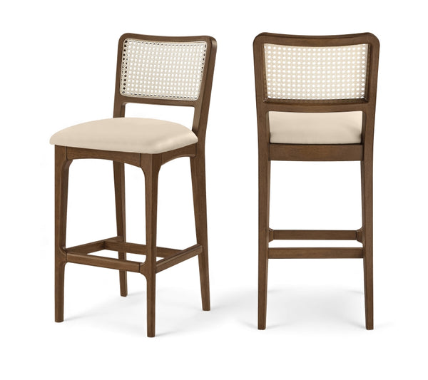 Atrium Cane Back And Vegan Leather Upholstered Seat Bar Stool — 77093-C (Set of 2)