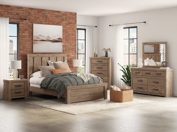 Oliandon Light Brown Panel Storage Bedroom Set