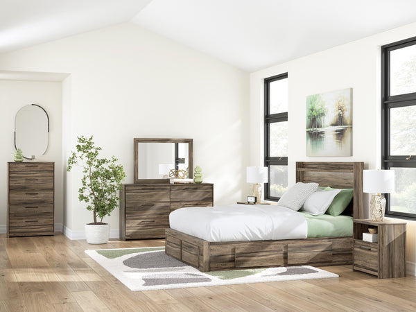 Elbrim Brown LED Storage Panel Bedroom Set with 6 Drawers