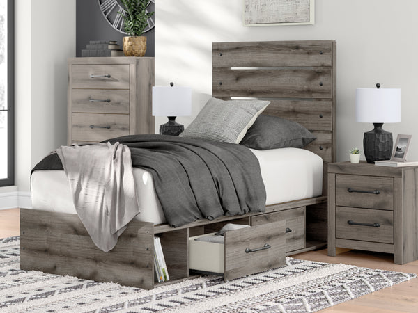 Graystorm Brown Gray Storage Panel Youth Bedroom Set with 4 Drawers