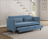 9406BRG-3CL Convertible Blue Studio Sofa