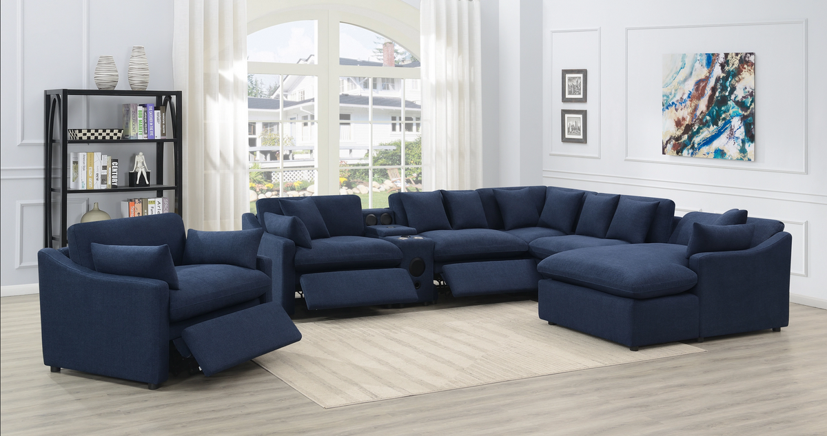 Destino 3-piece Modular Power Sectional Midnight Blue - Olivia