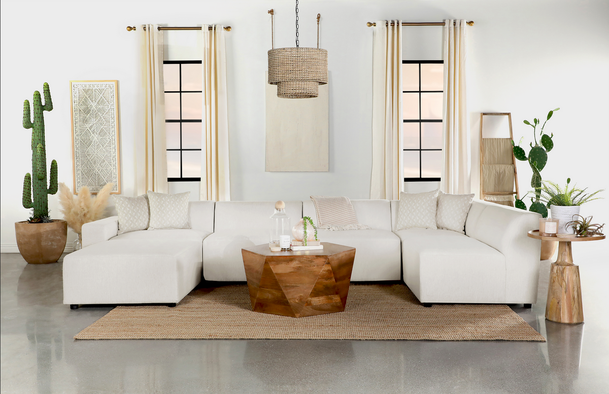 Freddie 6-piece Upholstered Modular Sectional Sofa Pearl
