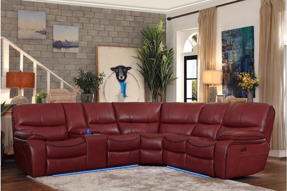 Red sectional deals sofa with recliner