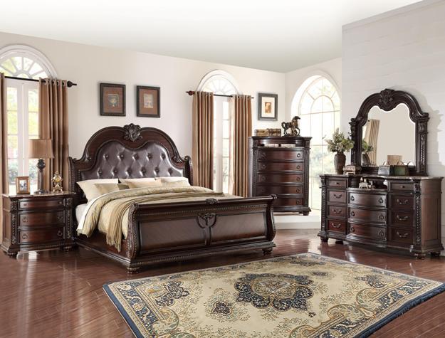 Sleigh bedroom deals sets cherry wood