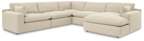 Elyza Linen 5-Piece Sectional with Right-Arm Facing Chaise