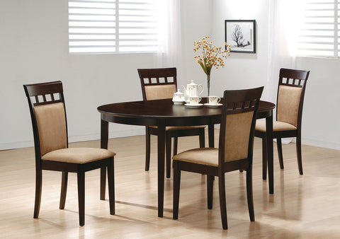 Gabriel Upholstered-Back Oval Extension Dining Set Cappuccino