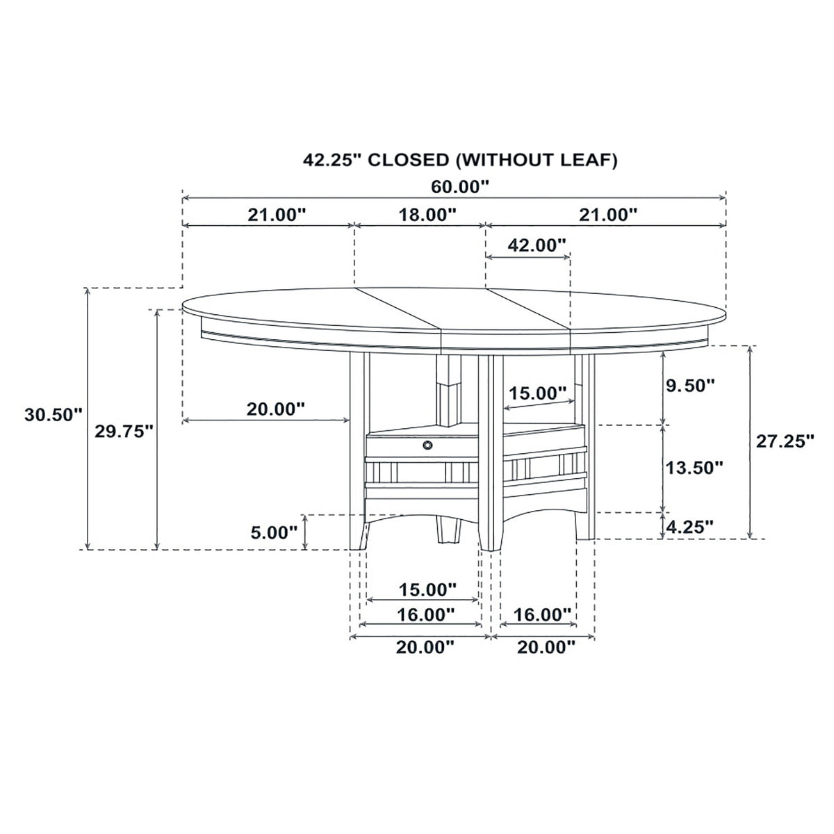 Lavon Oval 60-inch Wood Extension Leaf Dining Table Espresso