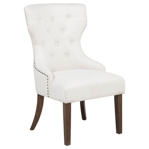 Baney Fabric Upholstered Dining Side Chair Beige and Dark Oak