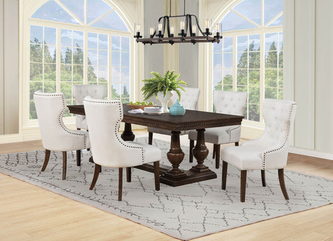 Ridgewell Rectangular Dining Set Beige / Dark Oak