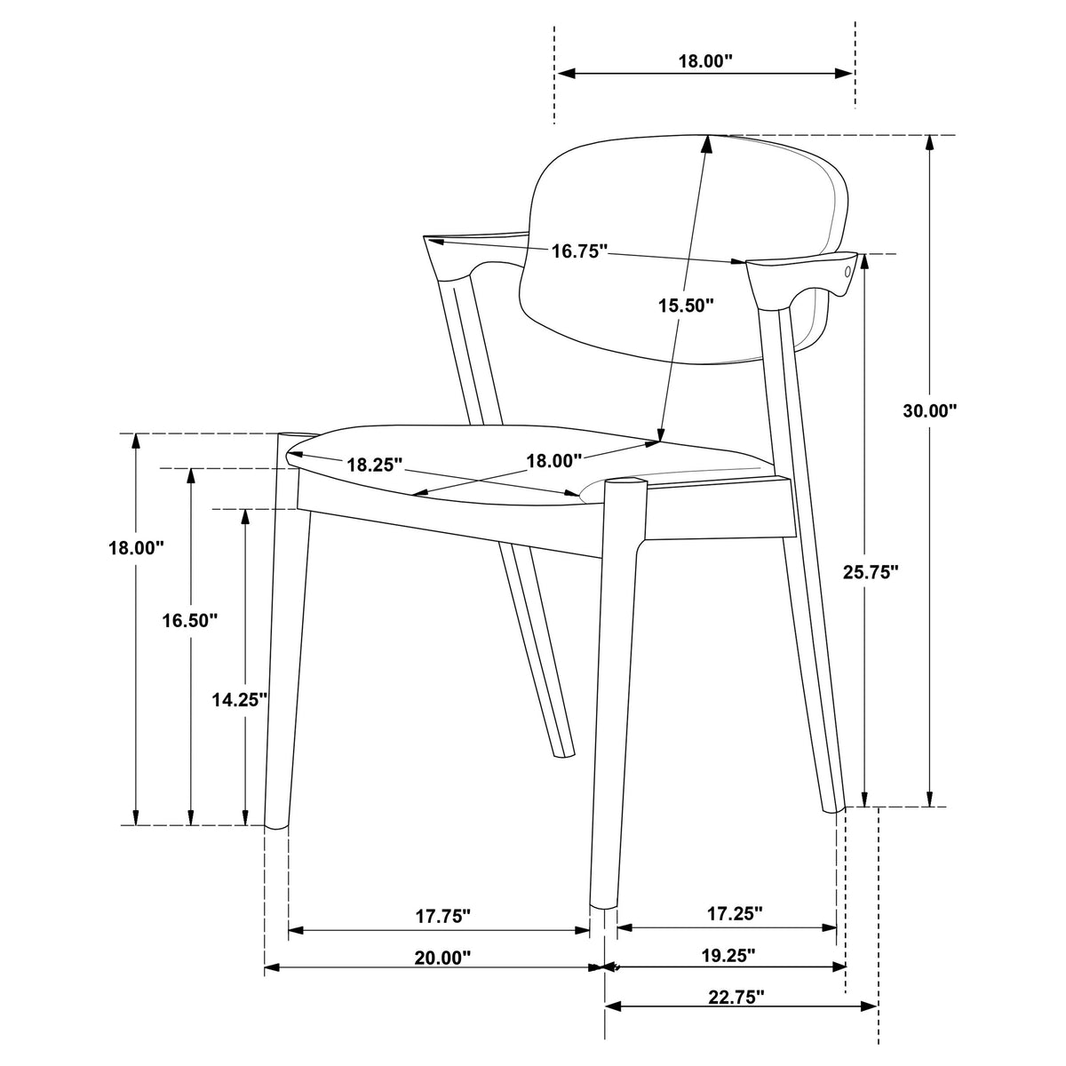 Malone Padded Wood Dining Arm Chair Dark Walnut (Set of 2)