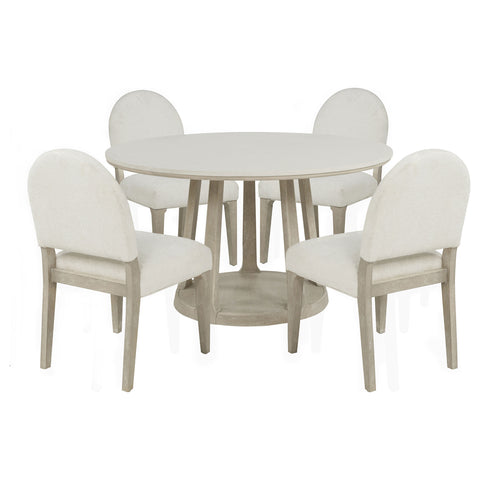 Lucaire 54-inch Dining Set with Curved Chairs Cream / Sandstone