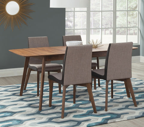 Redbridge 75-inch Extension Leaf Dining Set Natural Walnut with Fabric Dining Side Chair Walnut (Set of 2)
