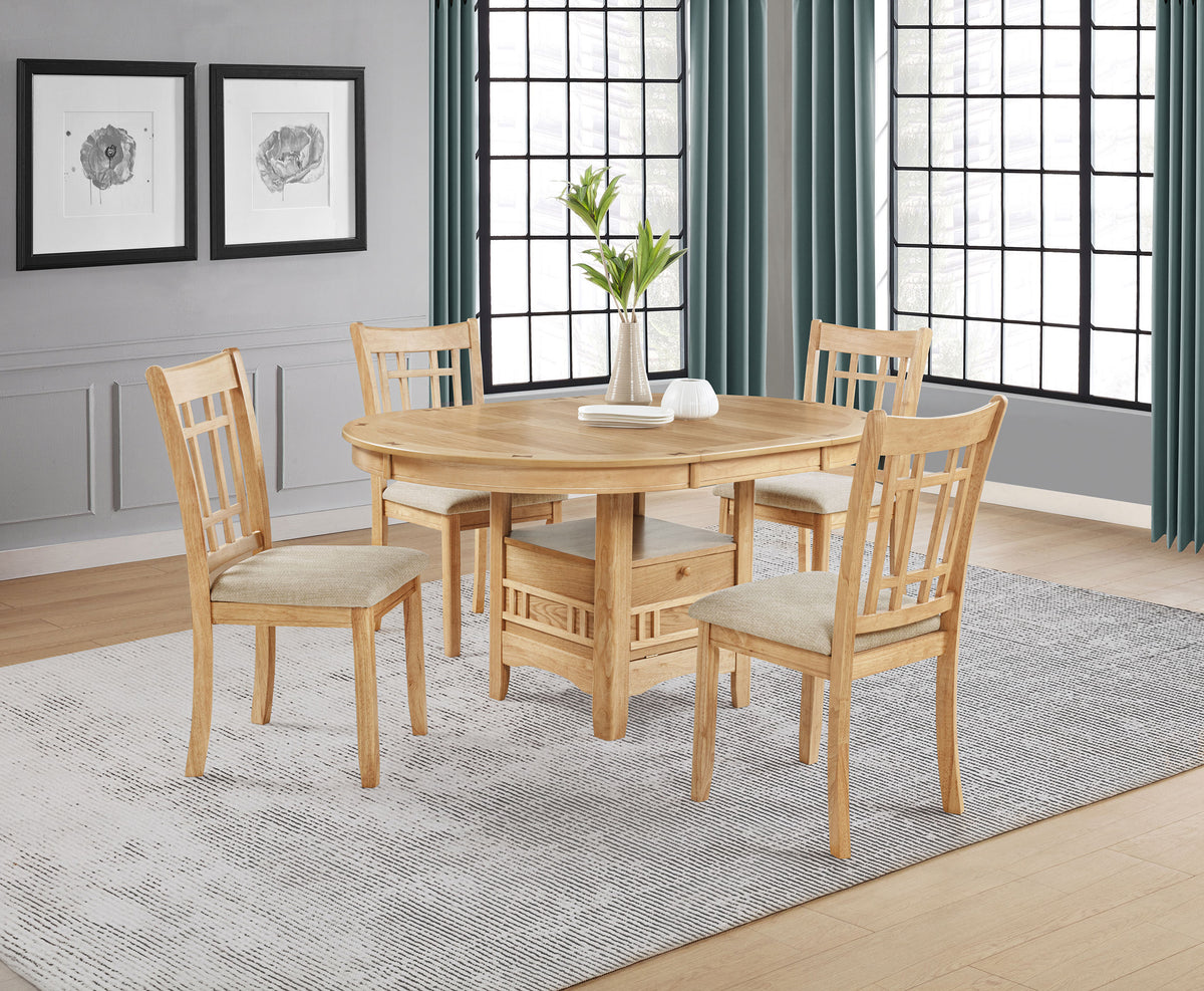 Lavon Extension Dining Set Light Oak — collection scene; select a configuration for exact contents