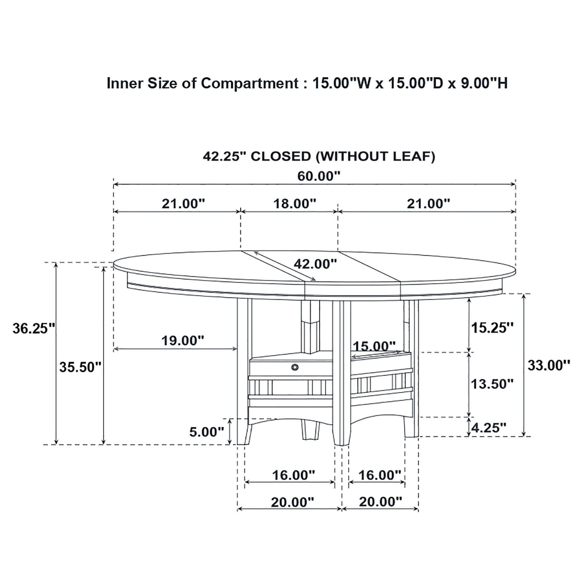 Lavon Oval 60-inch Counter Height Extension Dining Table Light Oak