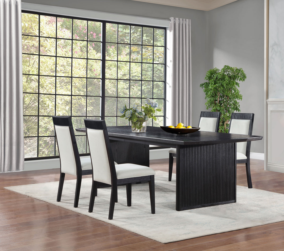 Brookmead Dining Set Black — collection scene; select a configuration for exact contents