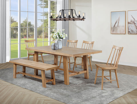 Middleton 76-inch Extension Leaf Dining Set Natural Brown with Solid Wood Dining Side Chair Natural Brown (Set of 2)