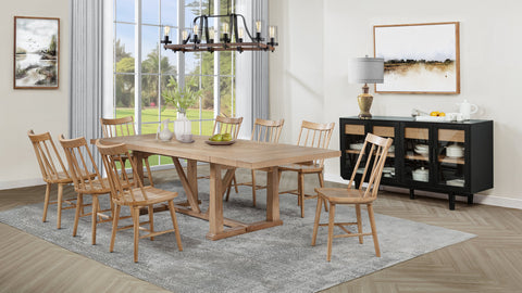 Middleton 106-inch Extension Leaf Dining Set Natural Brown with Solid Wood Dining Side Chair Natural Brown (Set of 2)