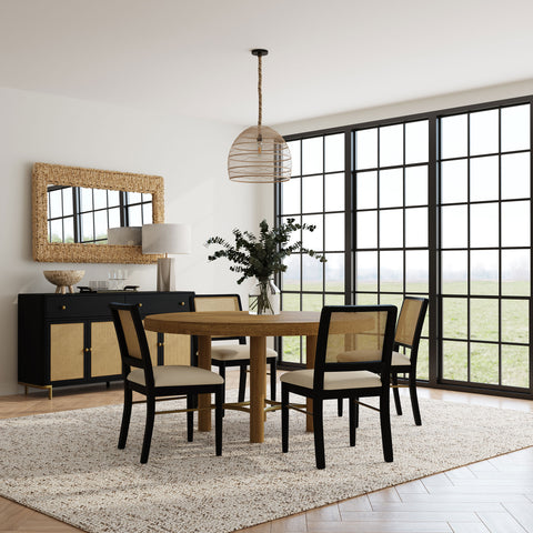 Arini Round Dining Set Cream / Black