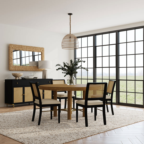 Arini Round Dining Set Cream / Black