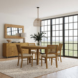 Arini Round Dining Set Cream / Sand Wash — collection scene; select a configuration for exact contents