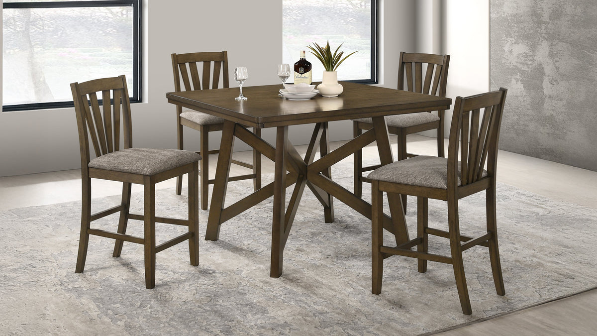 Canfield Counter Height Dining Set Brown — collection scene; select a configuration for exact contents