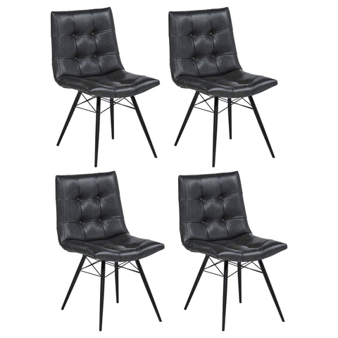Aiken Faux Leather Upholstered Dining Side Chair Charcoal Grey (Set of 4)