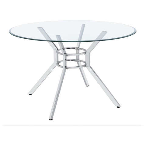 Steele 48-inch Round Glass Top Dining Table Chrome