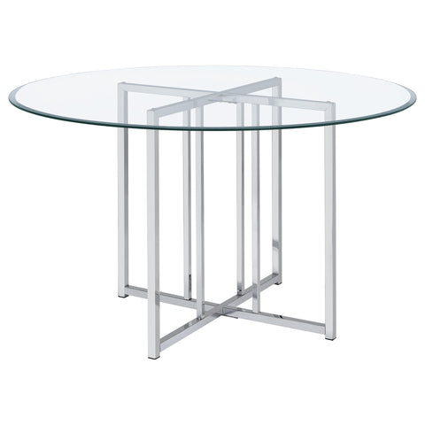 Pace 48-inch Round Glass Top Dining Table Chrome