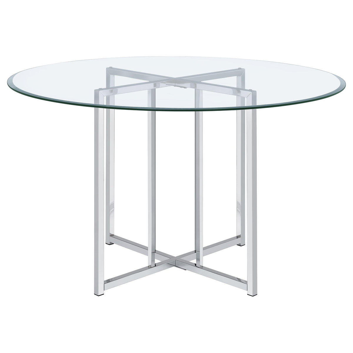 Pace 48-inch Round Glass Top Dining Table Chrome