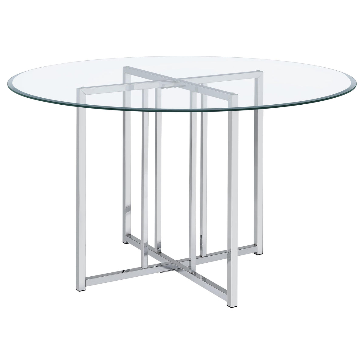 Pace 48-inch Round Glass Top Dining Table Chrome