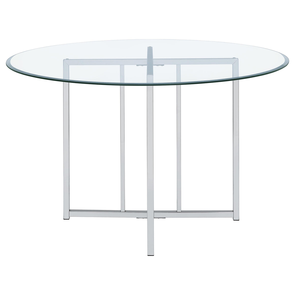 Pace 48-inch Round Glass Top Dining Table Chrome