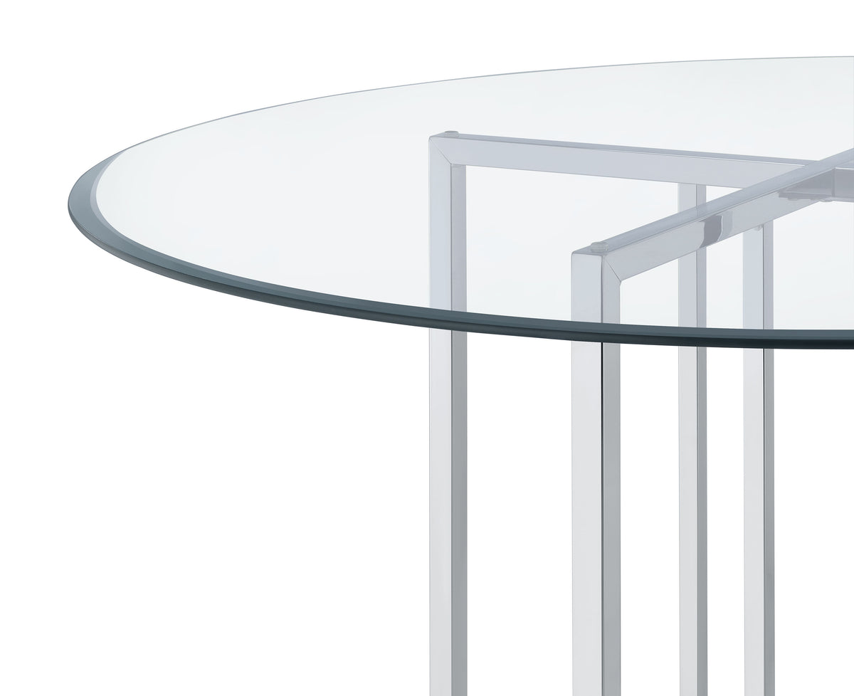 Pace 48-inch Round Glass Top Dining Table Chrome