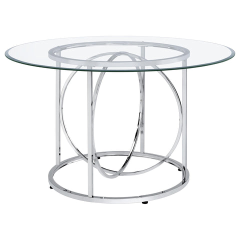Levy 48-inch Round Glass Top Dining Table Chrome