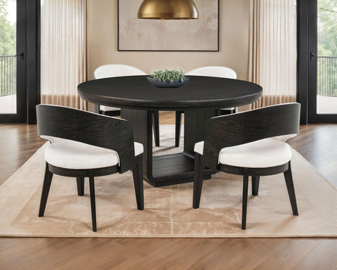 Leandro Round Dining Set Burnished Black / Cream