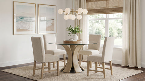 Naser 48-inch Round Dining Set Light Beige / Light Oak