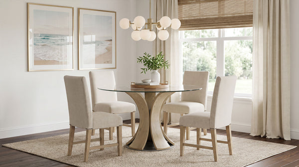 Naser 48-inch Round Dining Set Light Beige / Light Oak