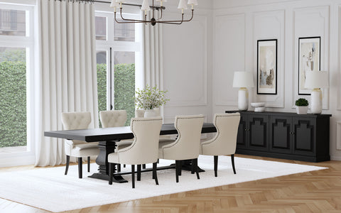 Florence Rectangular Dining Set Cream / Black