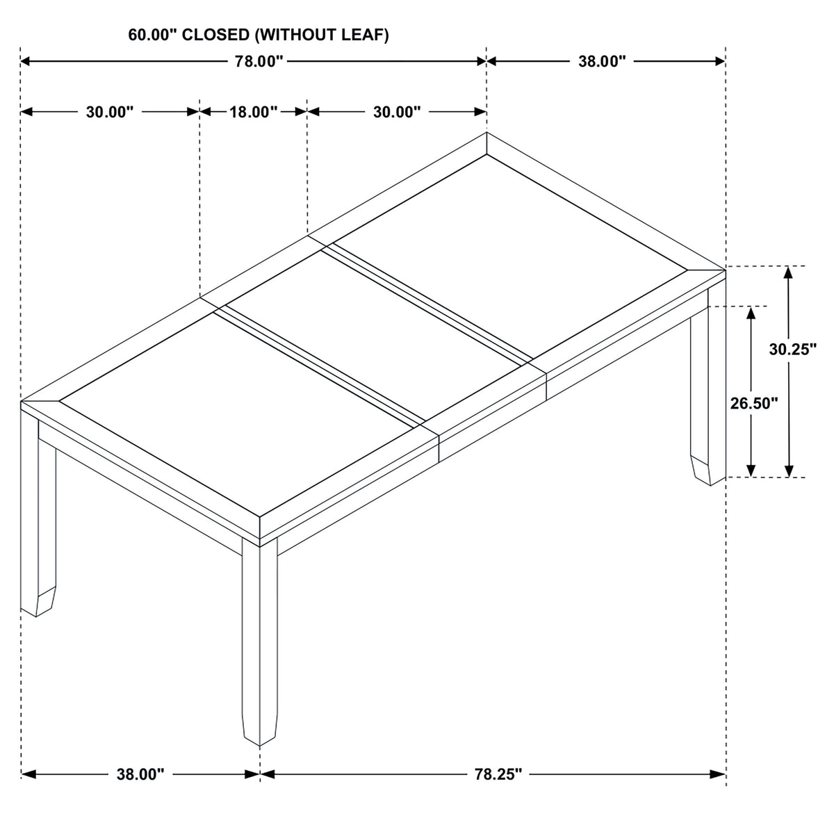 Elodie Rectangular 78-inch Extension Leaf Dining Table Grey and Black