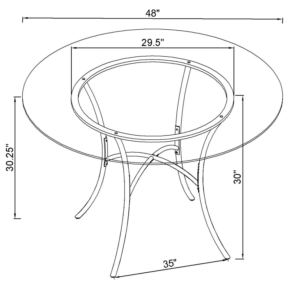 Kline Curved Metal Dining Table Base Chrome