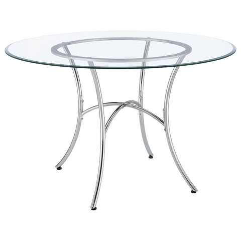 Kline 48-inch Round Glass Top Dining Table Chrome